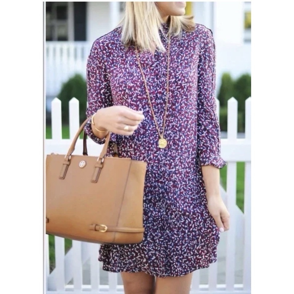 Tory Burch Red Agate Confetti Print Silk Shirt Dress 6 Boho NWT 450$